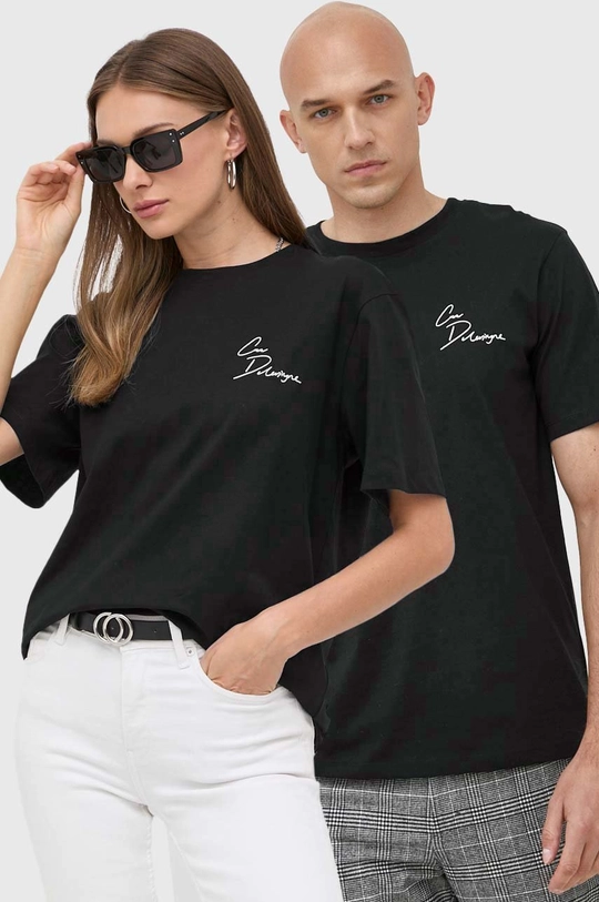 czarny Karl Lagerfeld t-shirt bawełniany Karl Lagerfeld x Cara Delevingne Damski