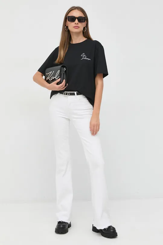 Βαμβακερό μπλουζάκι Karl Lagerfeld Karl Lagerfeld X Cara Delevingne  100% Οργανικό βαμβάκι