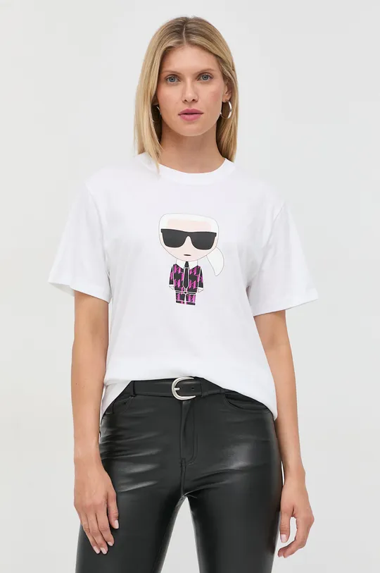 λευκό Βαμβακερό μπλουζάκι Karl Lagerfeld Γυναικεία