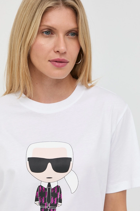 biały Karl Lagerfeld t-shirt bawełniany