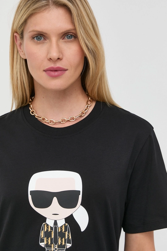 czarny Karl Lagerfeld t-shirt bawełniany