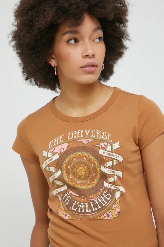 Hollister Co. t-shirt bawełniany brązowy