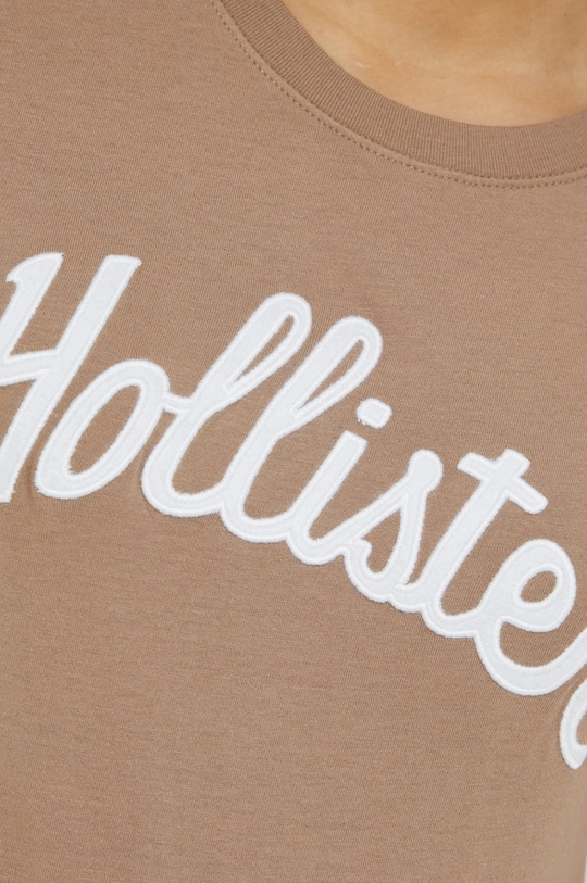 καφέ Βαμβακερό μπλουζάκι Hollister Co.