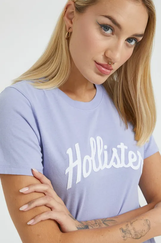 μωβ Βαμβακερό μπλουζάκι Hollister Co.