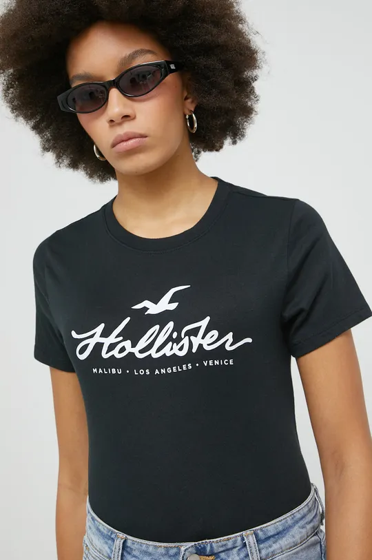 Μπλουζάκι Hollister Co. μαύρο