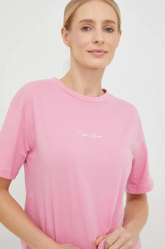 różowy Femi Stories t-shirt bawełniany Manuel