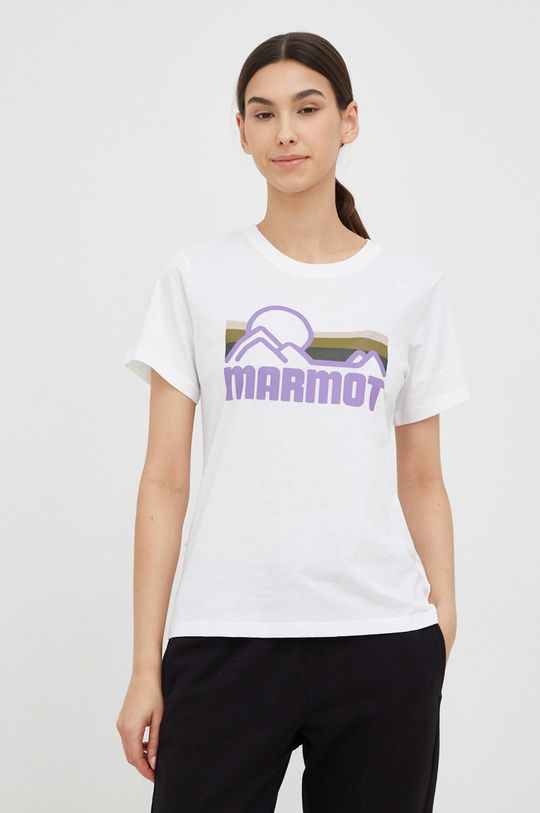 λευκό Βαμβακερό μπλουζάκι Marmot