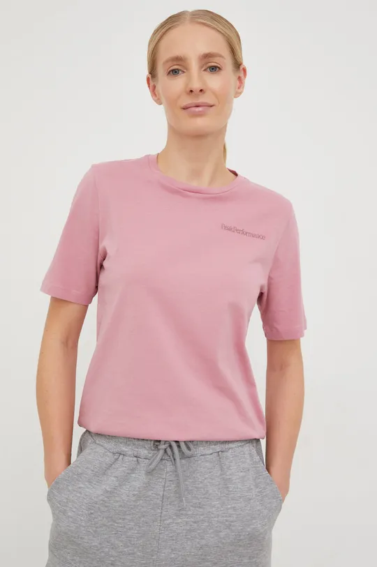 ροζ Βαμβακερό μπλουζάκι Peak Performance Γυναικεία