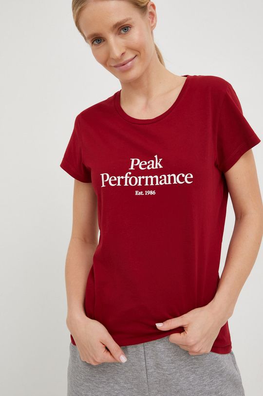 Bavlněné tričko Peak Performance kaštanová