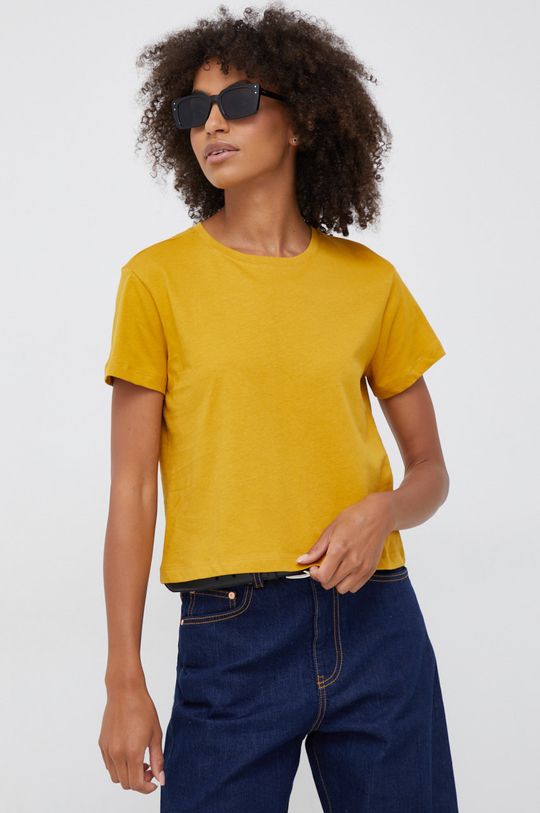 żółty Sisley t-shirt bawełniany Damski