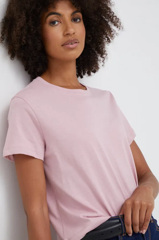 Sisley t-shirt bawełniany różowy