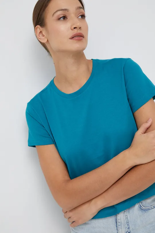 turkusowy Sisley t-shirt bawełniany