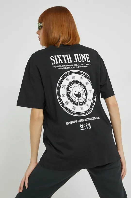μαύρο Βαμβακερό μπλουζάκι Sixth June Γυναικεία