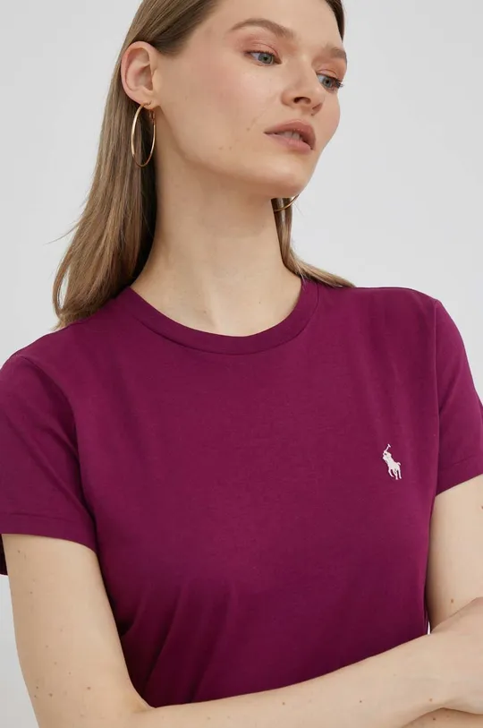 μπορντό Βαμβακερό μπλουζάκι Polo Ralph Lauren Γυναικεία