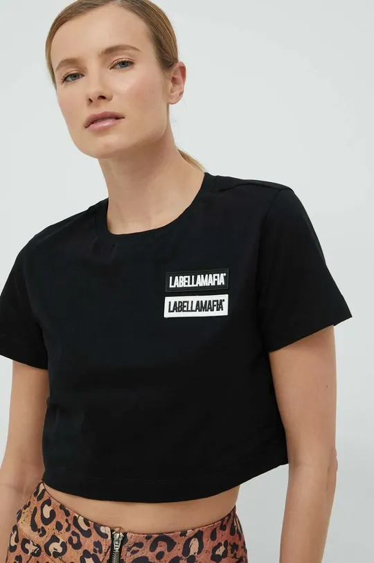 μαύρο Βαμβακερό μπλουζάκι LaBellaMafia