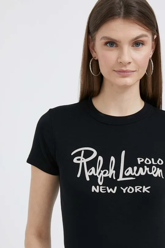 černá Bavlněné tričko Polo Ralph Lauren Dámský