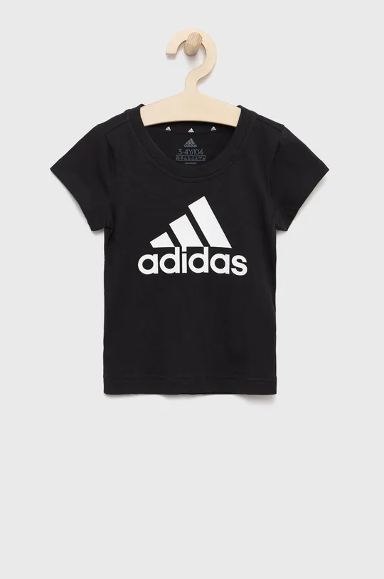 μαύρο Παιδικό βαμβακερό μπλουζάκι adidas Για κορίτσια