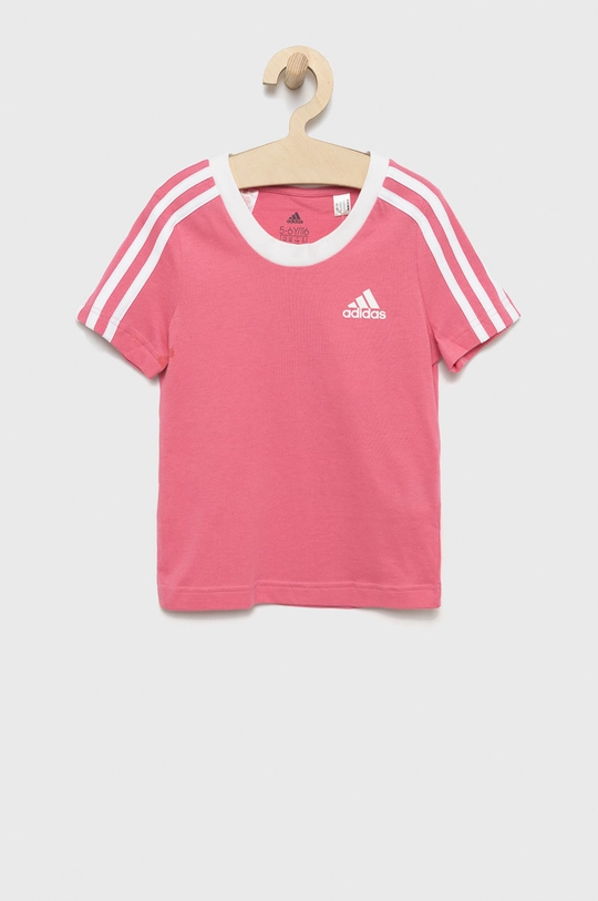 różowy adidas Performance t-shirt bawełniany dziecięcy HC0087 Dziewczęcy