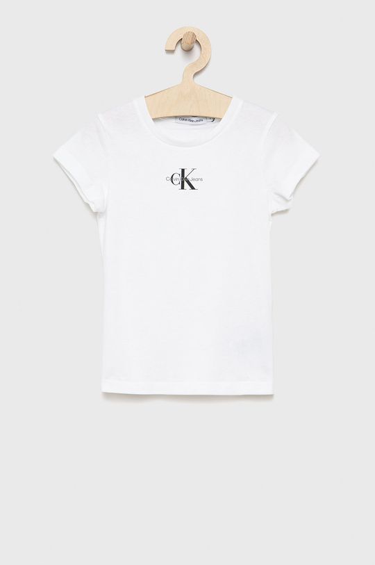 biały Calvin Klein Jeans t-shirt bawełniany dziecięcy IG0IG01470.9BYY Dziewczęcy