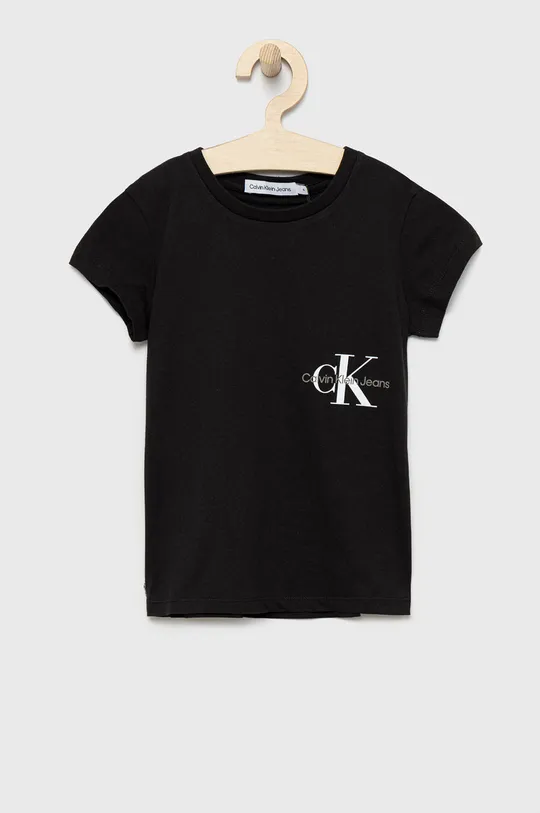 μαύρο Παιδικό βαμβακερό μπλουζάκι Calvin Klein Jeans Για κορίτσια