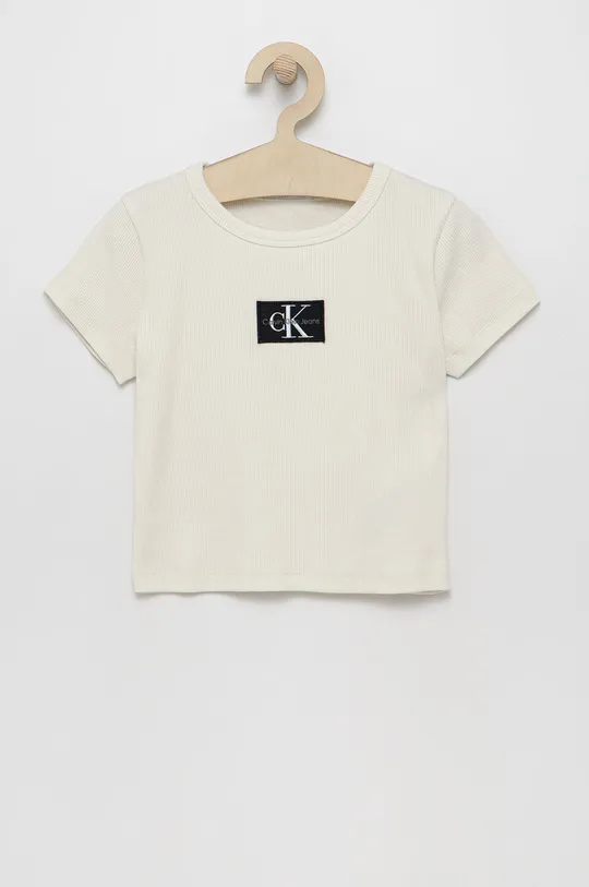 μπεζ Παιδικό μπλουζάκι Calvin Klein Jeans Για κορίτσια