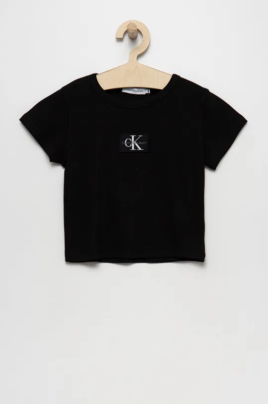 czarny Calvin Klein Jeans t-shirt dziecięcy IG0IG01570.9BYY Dziewczęcy