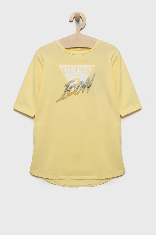 żółty Guess t-shirt dziecięcy Dziewczęcy