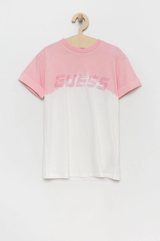 ροζ Παιδικό βαμβακερό μπλουζάκι Guess Για κορίτσια