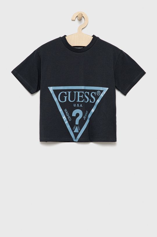 σκούρο μπλε Παιδικό βαμβακερό μπλουζάκι Guess Για κορίτσια