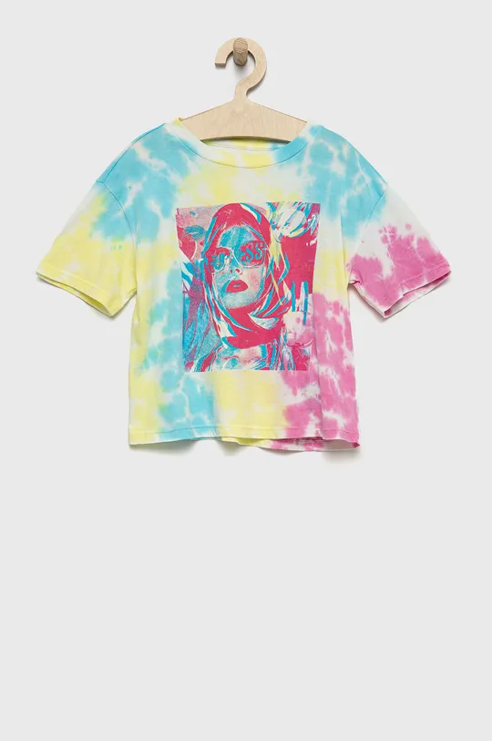 барвистий Дитяча бавовняна футболка Guess Для дівчаток