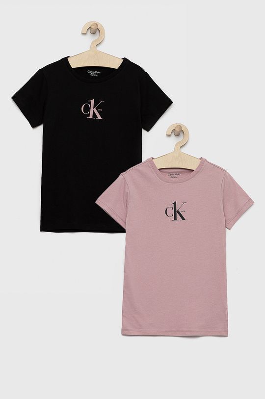 brudny róż Calvin Klein Underwear t-shirt bawełniany dziecięcy (2-pack) Dziewczęcy