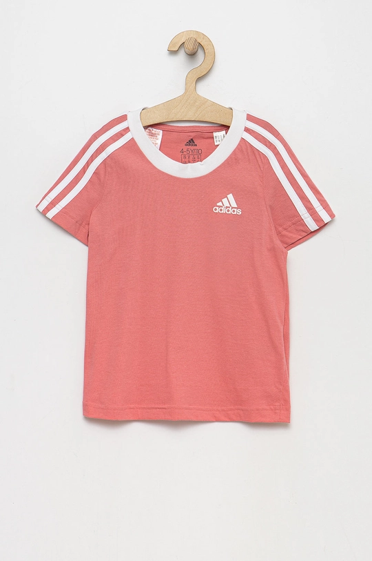 różowy adidas Performance t-shirt bawełniany dziecięcy HB7923 Dziewczęcy