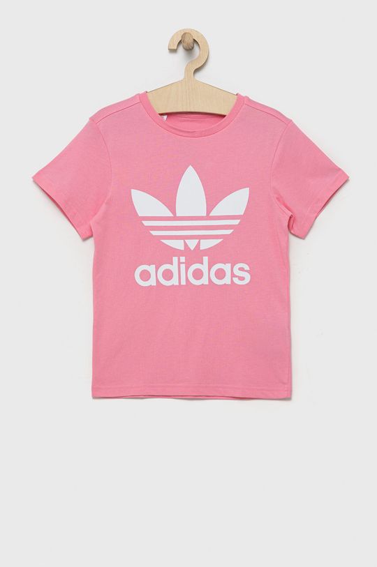 brudny róż adidas Originals t-shirt bawełniany dziecięcy Dziewczęcy