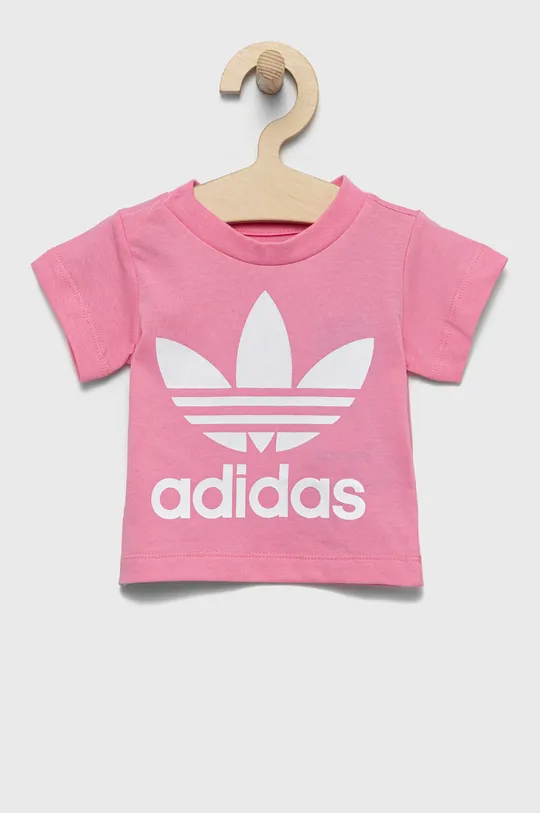 ružová Detské bavlnené tričko adidas Originals Dievčenský