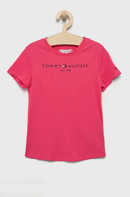rózsaszín Tommy Hilfiger gyerek pamut póló Lány