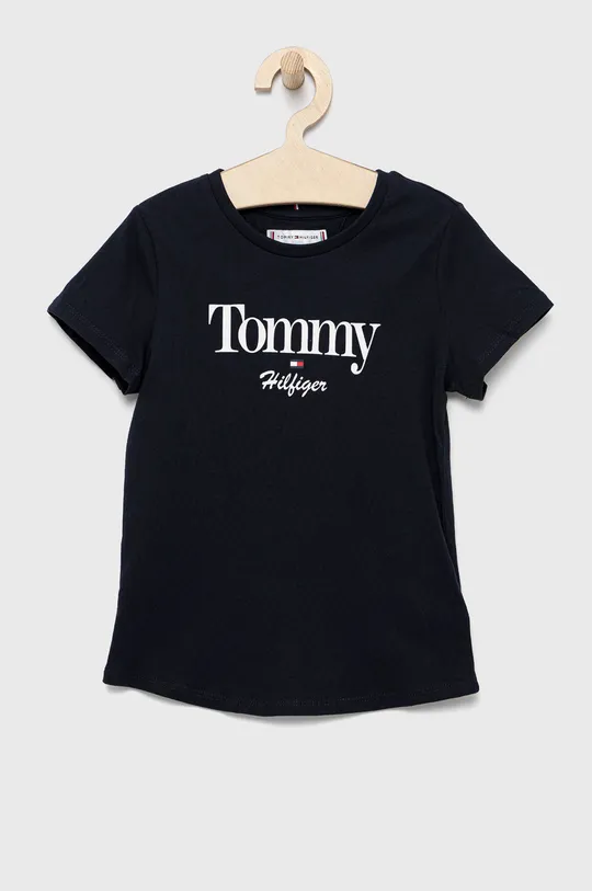 σκούρο μπλε Παιδικό βαμβακερό μπλουζάκι Tommy Hilfiger Για κορίτσια