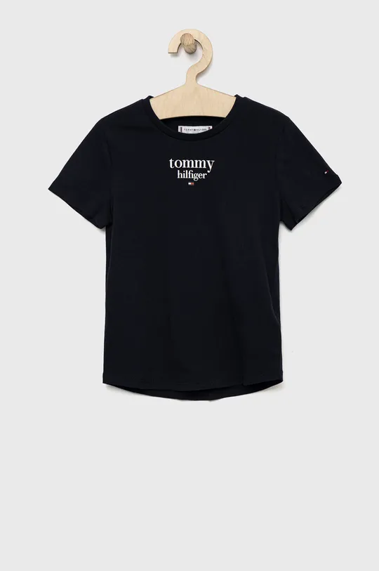 темно-синій Дитяча бавовняна футболка Tommy Hilfiger Для дівчаток