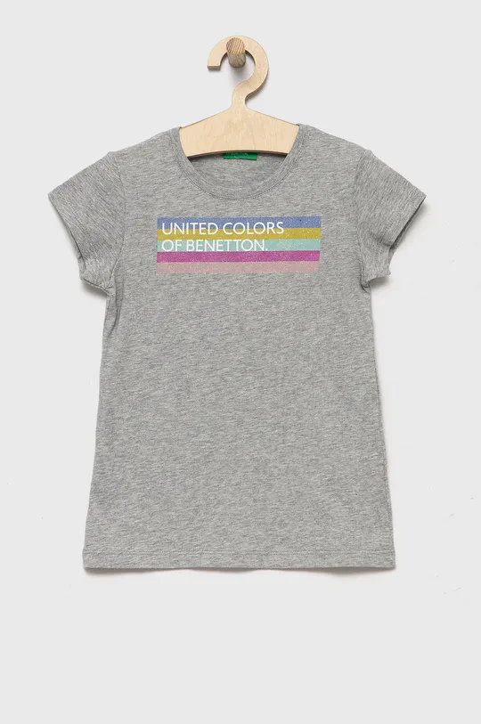 γκρί Παιδικό βαμβακερό μπλουζάκι United Colors of Benetton Για κορίτσια