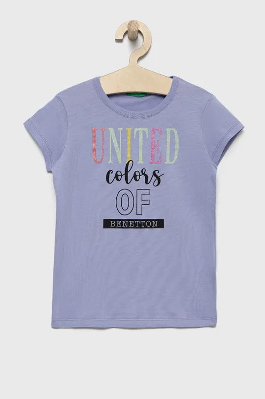 fioletowy United Colors of Benetton t-shirt bawełniany dziecięcy Dziewczęcy