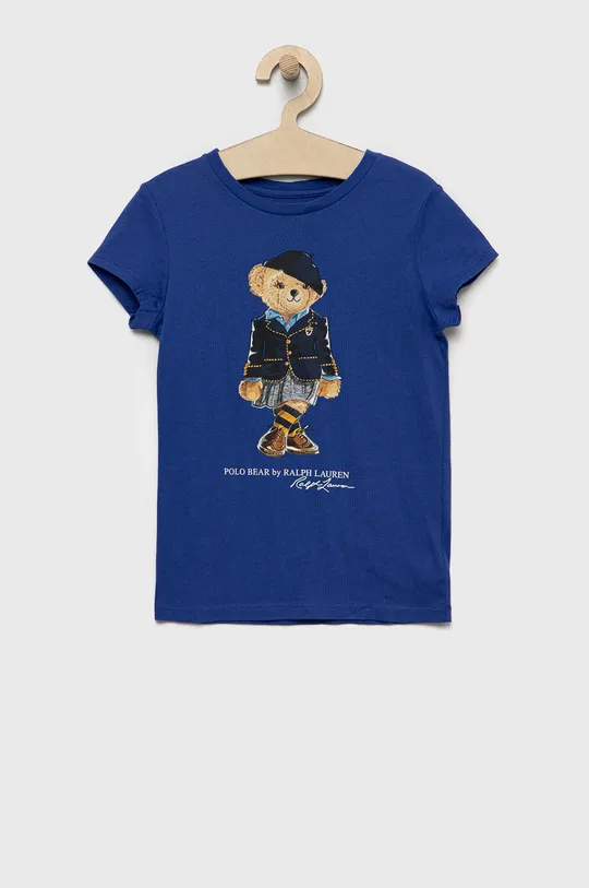 granatowy Polo Ralph Lauren t-shirt bawełniany dziecięcy Dziewczęcy