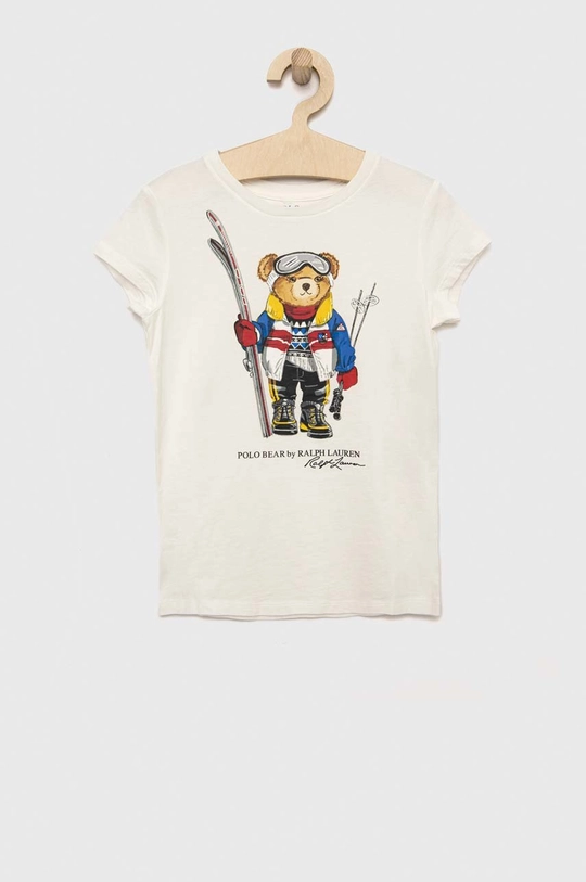 biały Polo Ralph Lauren t-shirt bawełniany dziecięcy Dziewczęcy