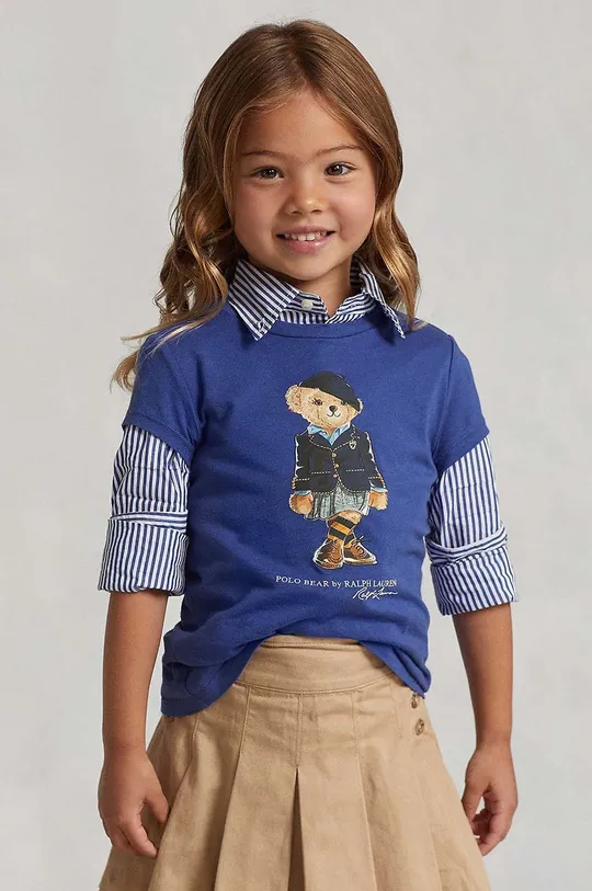 μπλε Παιδικό βαμβακερό μπλουζάκι Polo Ralph Lauren Για κορίτσια