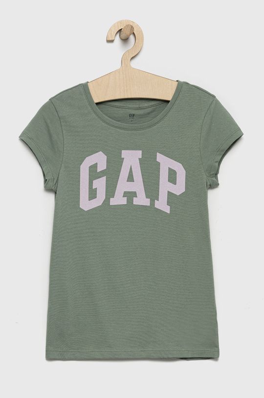 brudny zielony GAP t-shirt bawełniany dziecięcy Dziewczęcy