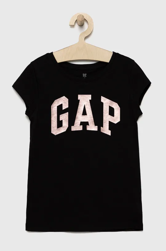 μαύρο Παιδικό βαμβακερό μπλουζάκι GAP Για κορίτσια