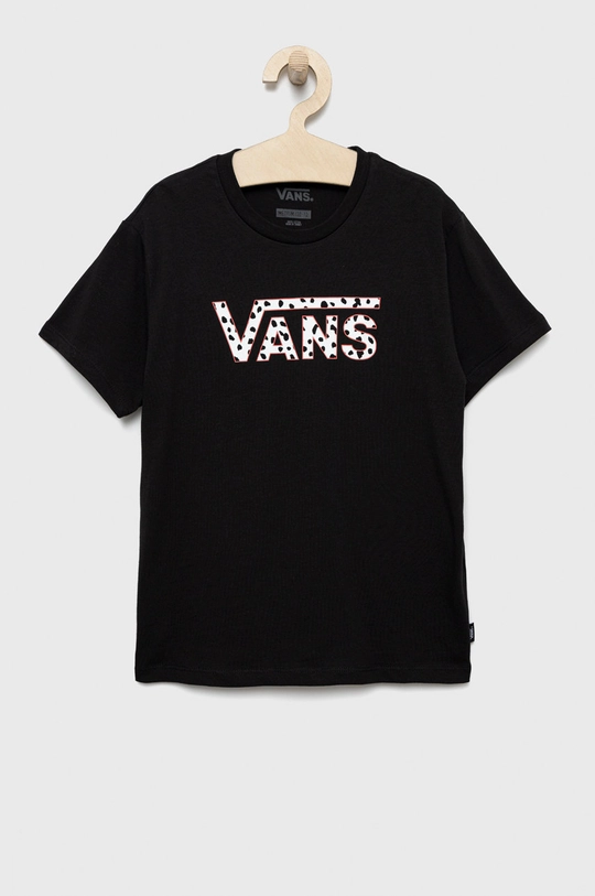 czarny Vans t-shirt bawełniany dziecięcy Dziewczęcy