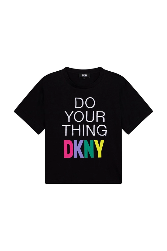 czarny Dkny t-shirt bawełniany dziecięcy Dziewczęcy