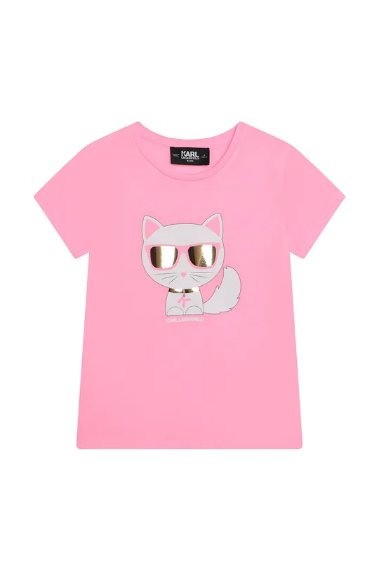 różowy Karl Lagerfeld t-shirt dziecięcy Dziewczęcy