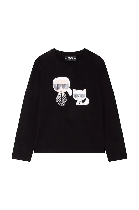 crna Dječja majica dugih rukava Karl Lagerfeld Za djevojčice