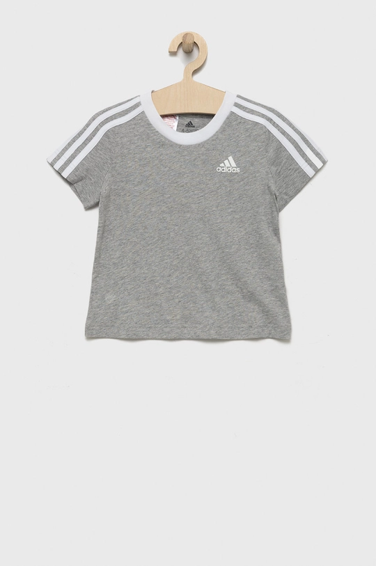 szary adidas Performance t-shirt bawełniany dziecięcy Dziewczęcy