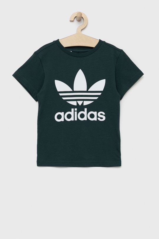 тъмнозелен Детска памучна тениска adidas Originals Момиче